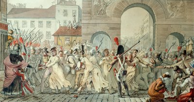 Russian Prisoners Paraded on the Boulevard Saint-Martin after the Battle of Montmirail, 17th February 1814 by Etienne Jean Delecluze